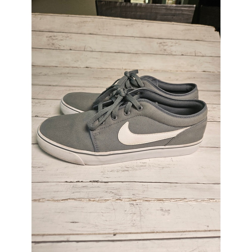 Nike Toki Low TXT Cool Grey White Canvas Skate Shoes Men's Sz 12 555272-091‎